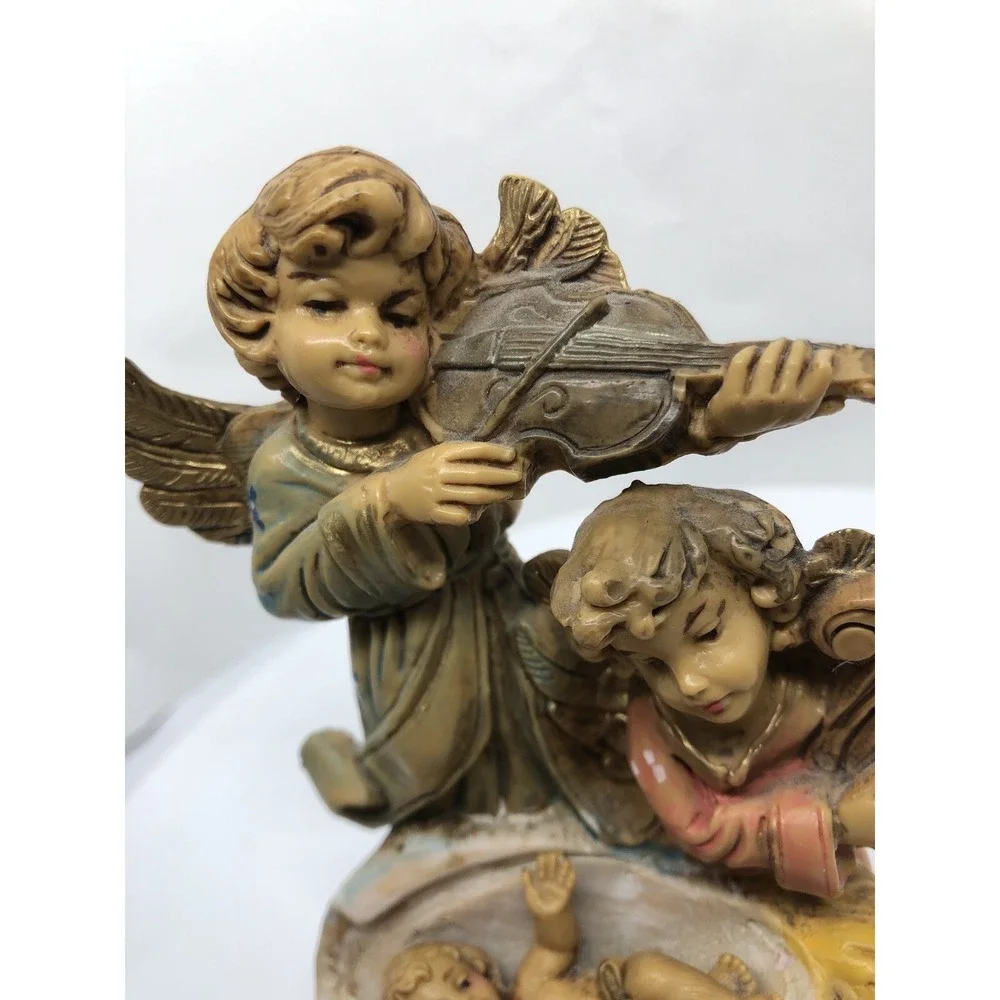 Fontanini Nativity Angels Baby Jesus Figurine Musical Harp Violin 4.5